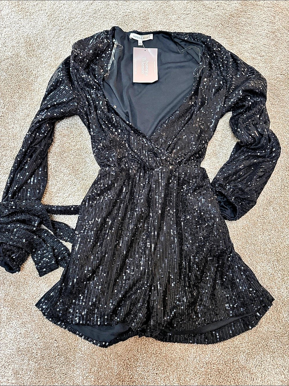 Honey and Lemon Clothing Rose All Day - Sequin Romper Sequin Romper in Black